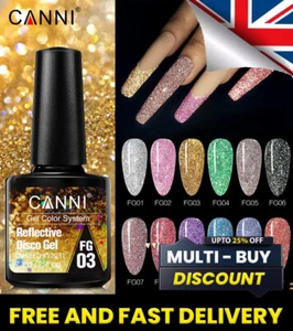 CANNI® Reflective Disco Nail Gel Polish Sparkle Soak Off UV LED Super Glittered - Picture 1 of 31