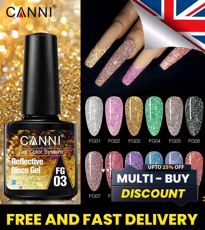 CANNI® Reflective Disco Nail Gel Polish Sparkle Soak Off UV LED Super Glittered - Image 1 of 4