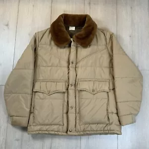 Walls Blizzard Pruf Puffer Jacket Insulated Quilted Lined Fur Trim Collar Mens L - Picture 1 of 24