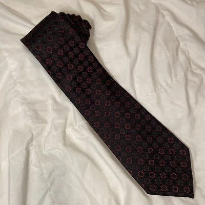 Галстук мужской Concepts By Claiborne красный черный ручной работы 100% шелк - Изображение 1 из 4