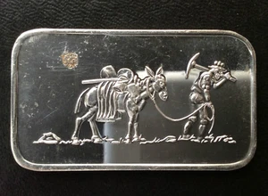 SilverTowne 1981 Mint The Miner ST-10 Silver Art Bar A3620 - Foto 1 di 5