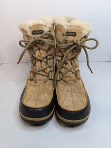 Jambu JBU Women's Brunswick Snow Boot Tan Mid Calf Lace Up Faux Fur Lined 9M - Picture 1 of 11