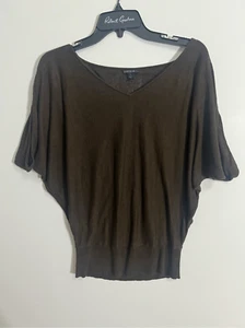 Lafayette 148 Womens Dark Brown Batwing Knitted Short Sleeve Top Size 4 - Picture 1 of 10