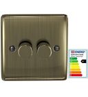 Zigtiger 2 Gang 2-Way, 3-100 Watts Led Light Dimmer Switch For Dimmable Light UK