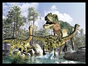 ARTE DE FANTASÍA ENMARCADO NEGRO - IMPRESIÓN 3D DE DINOSAURIOS 425mm x 325mm - Imagen 1 de 6