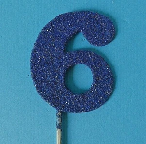 1 GLITZER Deko Spieß BLAU zum 6. Geburtstag, Jahrestag, Jubiläum - Verpackung - Bild 1 von 5
