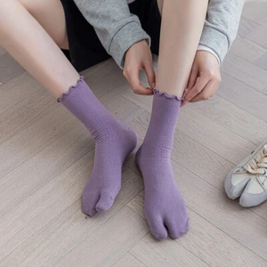 3 Pairs Japanese Lady Ankle Socks Tabi Split Toe Hosiery Geta Ruffle Edge Soft - Picture 1 of 26