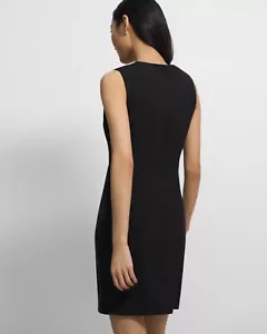 Abito donna Theory nero senza maniche girocollo schiena zip aderente lana taglia 10 - Foto 1 di 11
