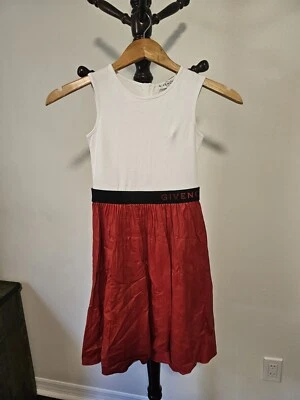 全新 正品 纪梵希 女孩 白色和红色 皮革 黑色吊带裙 尺寸 8 全新带标签 — 第 1/4 张图片