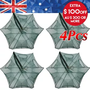 6Holes Foldable Fishing Shrimp Fish Crab Yabbie Bait Net Trap Cast Dip Cage NEW - Picture 1 of 11
