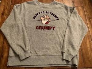 Vintage DISNEY STORE Grumpy Crew Neck Large Logo Sweatshirt Sz Large Snow White - Picture 1 of 8