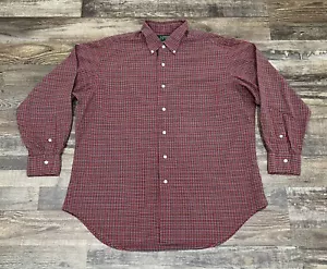 Camisa Polo Lauren Ralph Lauren Para Hombres Abotonada A Cuadros Rojo Verde 16.5 32/33 Plumón - Imagen 1 de 3
