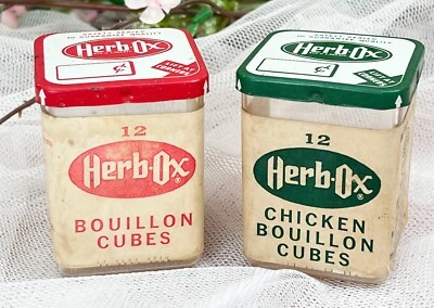 Vtg Set of 2 HERB-OX BOUILLON CUBES BEEF & CHICKEN Advertising-EMPTY Plastic - Image 1 of 4