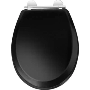 Croydex Lene Wood Flexi-Fix Soft Close Toilet Seat Matt Black WL601121H - Picture 1 of 6