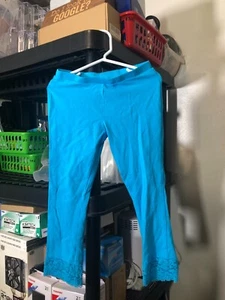 Basic Editions Girls Stretch Pants in Turquoise Size 7/8 - Picture 1 of 4