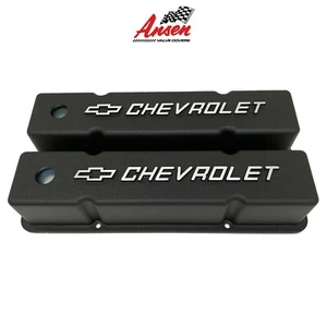 Cubiertas de válvula negras altas Chevy de bloque pequeño - logotipo de pajarita Chevrolet elevado - Imagen 1 de 8