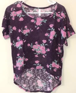 CAMICIA XHILARATION STAMPA FLOREALE VIOLA donna junior XS alta/bassa - Foto 1 di 4