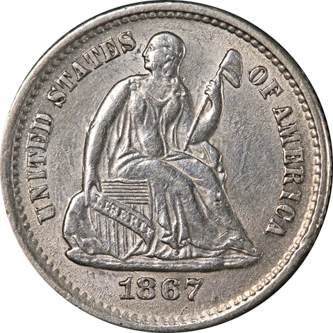 1867-S Seated Liberty Half Dime Nice AU/BU Nice Eye Appeal Nice Strike Cover