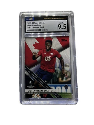 2021 Topps UCL Collection Flags of Foundation Jonathan David CSG 9.5 Rookie RC - Image 1 of 2