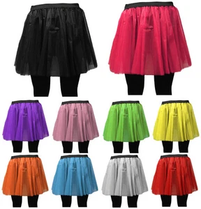 LONG NET NEON UV TUTU SKIRT 80s HEN FLO FANCY DRESS HALLOWEEN PARTY 8-14 & 16-26 - Picture 1 of 11