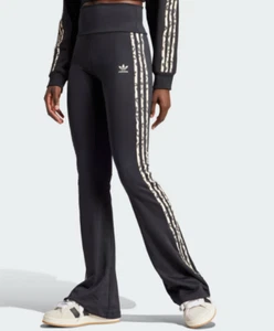 ADIDAS ORIGINALS LEOPARD LUXE 3-STRIPES FLARED LEGGINGS UK L,XL LAST 2 BNWT - Picture 1 of 3