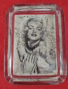 Marilyn Monroe Sketch Signed by Dale Adkins Glass Ashtray with Felt Bottom~Nice - Bild 1 von 5