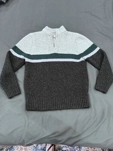 Cat & Jack Boys' Colorblock Striped Crew Neck Sweater -  1/4 Zip M 8/10 - Picture 1 of 13