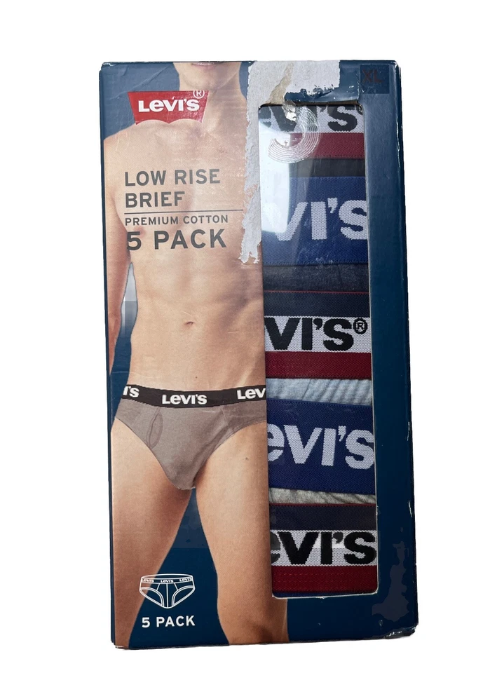 Трусы-боксеры мужские LEVIS XL упаковка 5 шт. премиум-класса хлопок серые/темно-синие - Изображение 1 из 1
