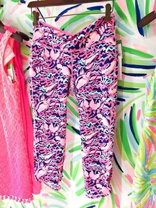 Lilly Pulitzer Womens Small Luxletic Navy Lobster Roll Cropped Leggings Pants - Picture 1 of 7