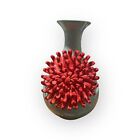 Anthropologie Ceramic 3D Flower Vase Aqua Blue Red Chrysanthemum Turquoise Decor