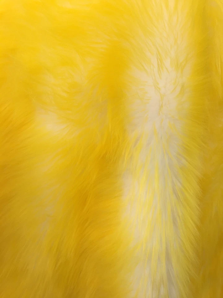 Faux Fur fake White With Yellow Frosted tips fabric 60" Wide sold by the yard - Image 1 of 1