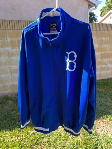 Used BROOKLYN DODGERS Baseball Jacket 100% Polyester XL Cooperstown Collection Cover