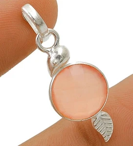 Colgante de cuarzo rosa natural 925 sólido genuino plata de ley 1 1/4" de largo @15-3 - Imagen 1 de 1
