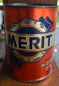 📢 Vintage MERIT Motoröl Quart Dose - Cato Oil & Grease Co. - seltene Blech Litho - Bild 1 von 6