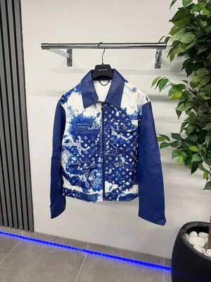 Louis Vuitton 1AA4KV Monogram Bandana Leather Jacket In Blue RRP £3500 / UK. M ^ - Image 1 of 4