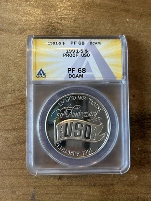 1991S $1 Silver USO ANACS PF-68 DCAM Dollar - Image 1 of 4