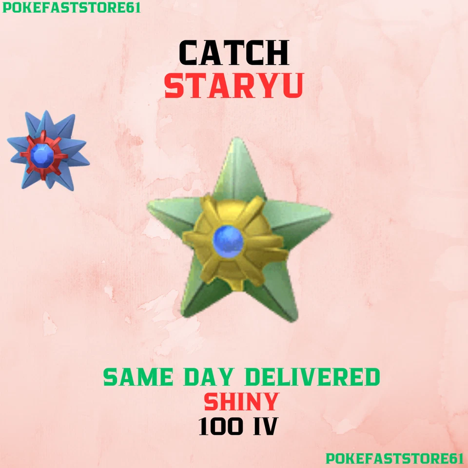 Staryu Catch Pokemon Go✨100 iv Catch✨Great-Ultra Rank 1-10✨XL Candy Farm✨Starmie - Image 1 of 1