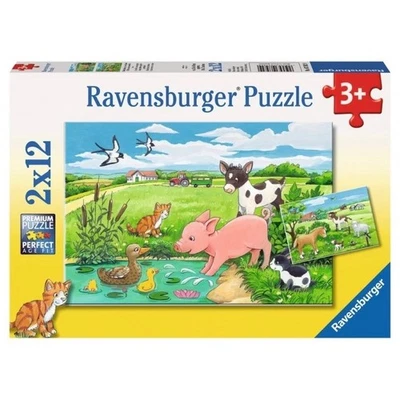 2 PUZZLE DA 12 PEZZI ravensburger CUCCIOLI IN CAMPAGNA set 2 x 12 cod 075829 età - Immagine 1 di 3