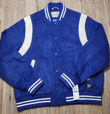 Hudson Wool  Faux Leather Varsity Bomber Jacket Royal Blue sz XL $248.00 Rare - Image 1 of 4