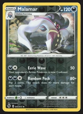 Champion's Path Malamar #45/73 Reverse Holo Pokemon Card - Image 1 of 2