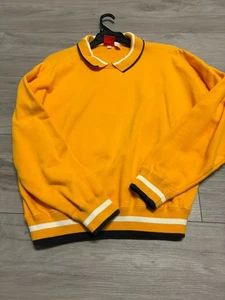 Maglione Merona vintage anni 70 M giallo cotone manica lunga felpa collegiale - Foto 1 di 12