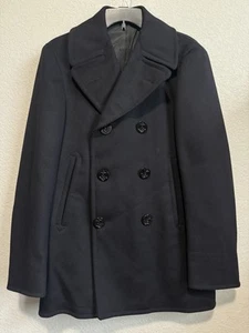 Vintage Naval Clothing Depot Issued US Navy Deep Blue Wool Pea Coat Sz 36 - Picture 1 of 4
