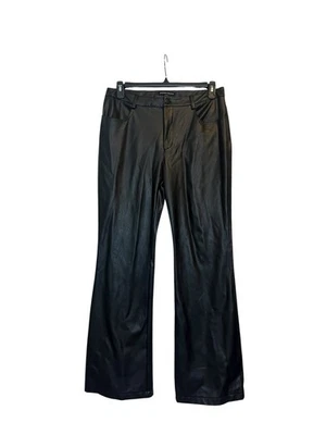 Calça bootcut Boston Proper couro sintético tamanho 14 preta clássica outono - Imagem 1 de 4