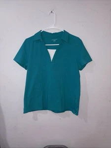 Laura Scott Top Womens Petite Large Teal - Picture 1 of 5