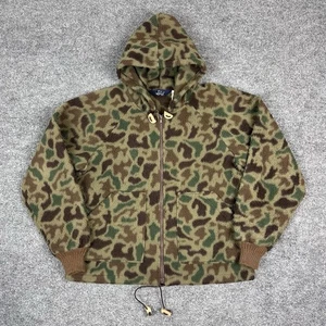 VTG Woolrich Hoodie Sweatshirt Mens L Camo 90s Full Zip Fleece Hunting Outdoor - Picture 1 of 18