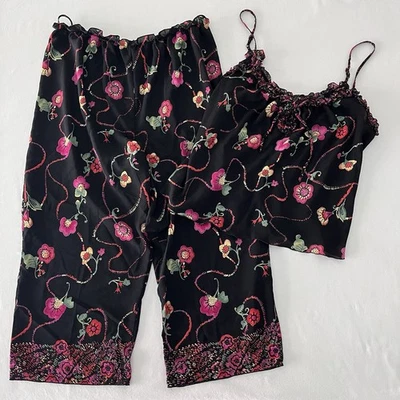 Conjunto de ropa de dormir para mujer JOSIE NATORI negro floral color vibrante pijama ropa de salón Foto 1 de 4