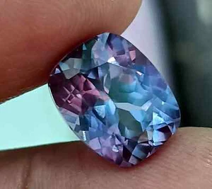 NATURALE Sciolto Montana Bicolore Cambia Zaffiro Cuscino Taglio PIETRA PREZIOSA 6,95 Ct - Foto 1 di 10