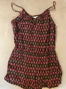 Forever 21 BOHO MAMELUCO MONO SHORTS TIRAS MARRÓN GRANATE ROJO GRANDE L - Imagen 1 de 2