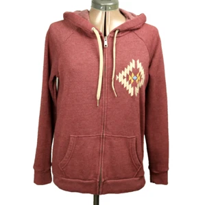 American Eagle Outfitters Embroidered Hooded Sweatshirt Pockets Logo Burgundy XL - Picture 1 of 24