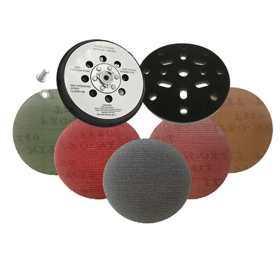 PRONET ABRASIVES Backing Pad, Interface Pad & PRONET MaxNet Discs Set For Makita BO6030 & BO6040